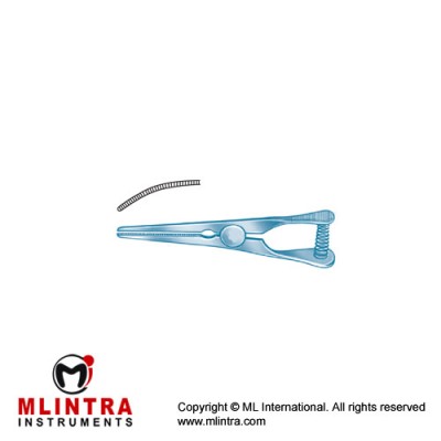 Mini-Glover Vena Atrauma Bulldog Clamp Gently Curved Titanium, 50 mm Jaw Length 23 mm